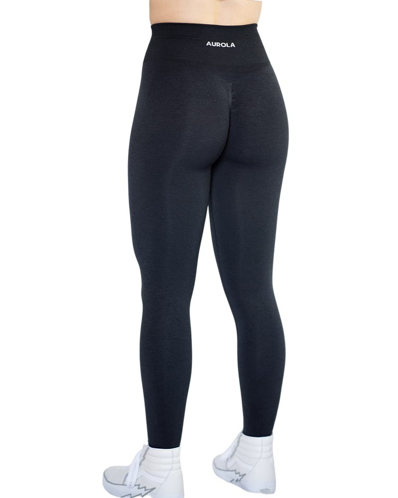 AUROLA Workout Leggings for Women Seamless Scrunch Tights Tummy Control Gym Fitness Girl Sport Active Yoga Pants-25'' (M, Black)