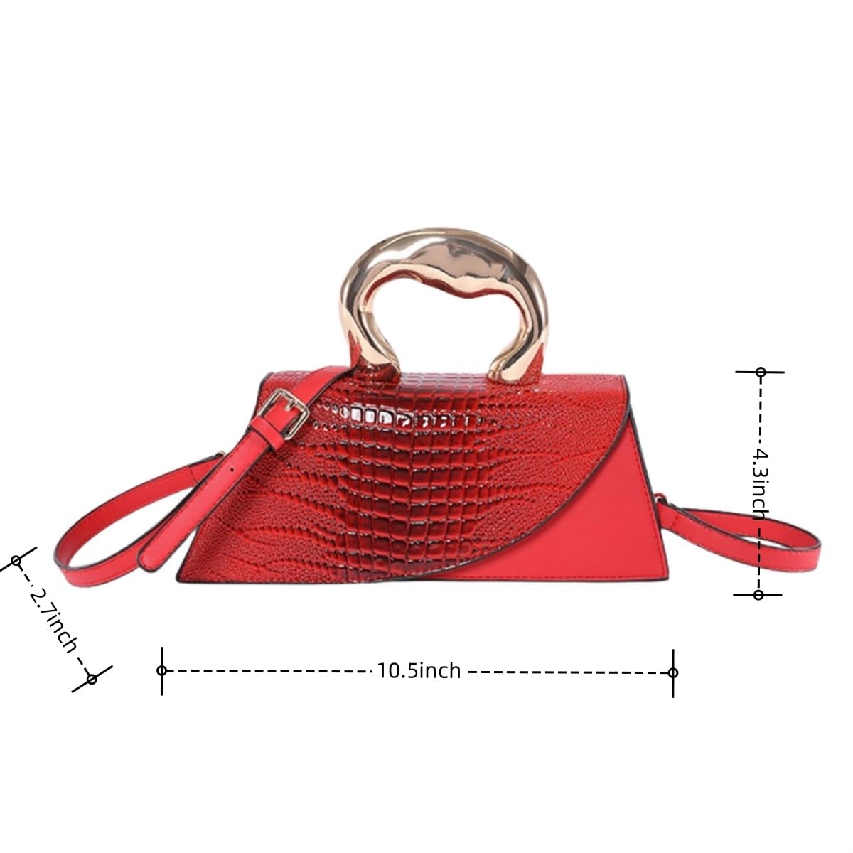 WIGUYUN Women Patent Leather Alligator Purse Crocodile Evening Handbag Clutch Bag Shoulder Cross Body Envelope Bag,Red
