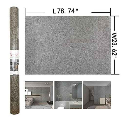 24"x79" Thick Grey Granite Countertop Contact Paper(Sample) Vinyl Wrap Matte Wallpaper Peel and Stick Easy to Install & Clean Renter Friendly Textured Paper for Kitchen Cabinets Countertop Refinishing