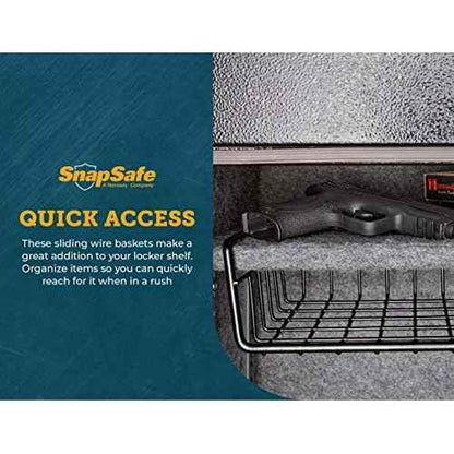 SnapSafe Hanging Shelf Document Basket, 76012 - Coated Wire Basket Maximizes Storage for Documents, Gun Accessories, & Ammo - Easy Access Under Shelf Storage for Gun Safes - Holds Up to 40 Pounds