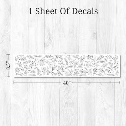 Small Black Flowers Peel and Stick Wall Decals - Set of 62 Flower Wall Stickers - 1"-4" Flower Wall Decor Floral Wall Decals