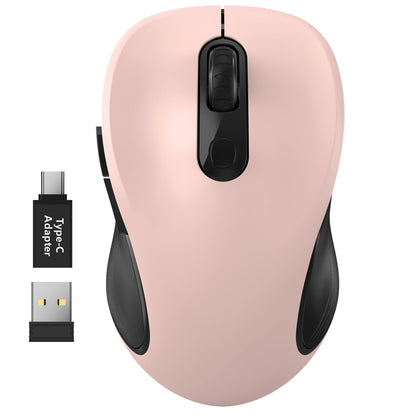 WisFox 2.4G Wireless Mouse for Laptop, Ergonomic Computer Mouse with USB Receiver and 3 Adjustable Levels, 6 Button Wireless Mice for Windows Mac PC Notebook (Grey)