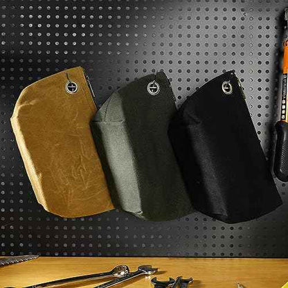 Heavy Duty 16oz Waxed Canvas Tool Storage Bags, Standable One-Piece Tool Organization Pouch - 3 Pack Pouches with Brass Zipper & Grommet (Small)