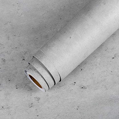LaCheery Extra Thick Stained Concrete Wallpaper Peel and Stick Plain Grey Cement Contact Paper Vinyl Concrete Wall Paper Roll for Bedroom Wall Kitchen Countertops Table Plastered Effect 15.8 x 80 Inch