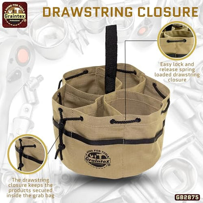 Graintex 18 Pocket Grab Bags Set of 3 Pcs Rip-Stop Canvas, Drawstring Closure, Small Parts Organizer Bag, Small Tools, Screws, Parts, Parachute Tool Bag, Parachute Tool Organizer for Essential Items