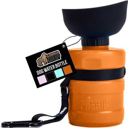 GORILLA GRIP Dog Water Bottle, Portable Water Bowl Dispenser for Dogs, 20 oz Leak Proof Pet Travel Squeeze Bottles, Food Grade Silicone, to Go Puppy Essentials, Hiking Camping Trip Accessories, Black