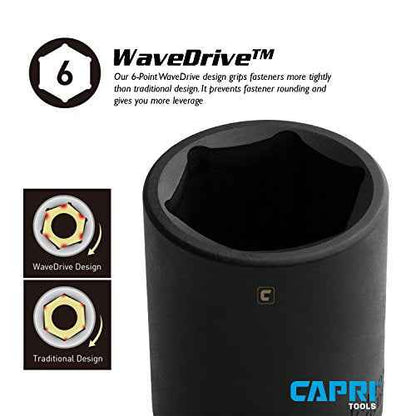 Capri Tools Shallow Impact Socket, 3/8-Inch Drive, 6-Point, SAE (15/16-Inch)