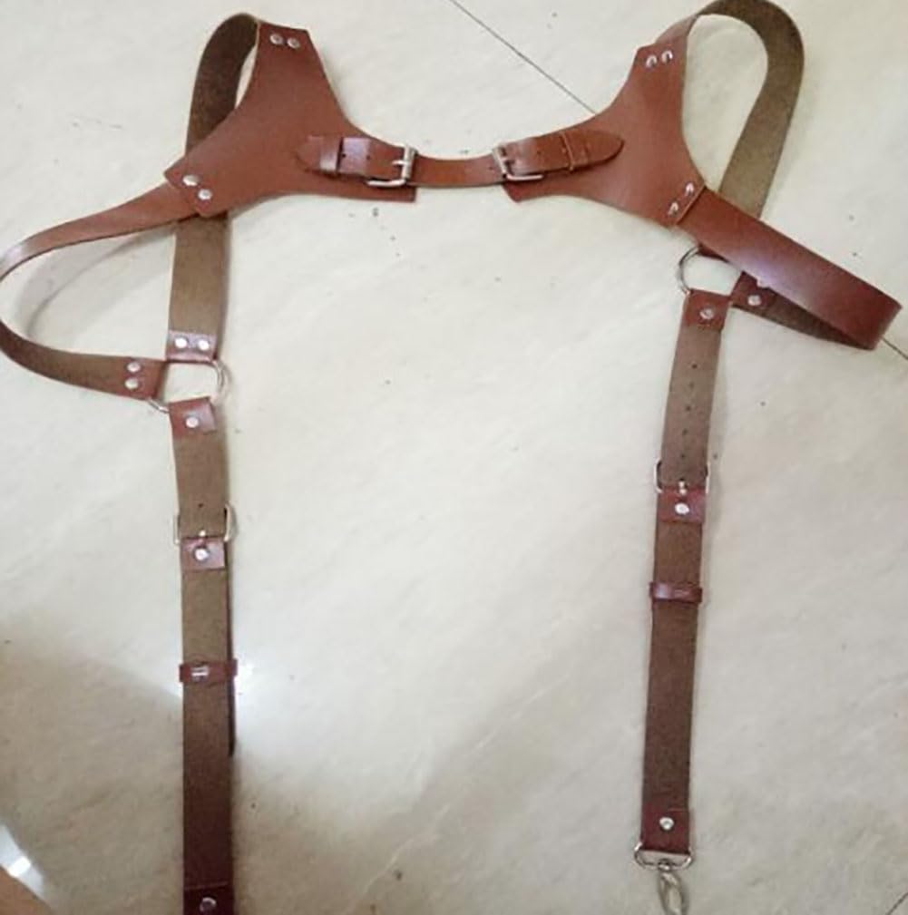 FTmgg@qq Men's Leather Body Chest Harness Suspenders Adjustable Buckle Shoulder Armors Straps Punk Black Belt Club Party Rave Costumes