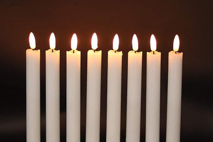 GenSwin Flameless White Taper Candles Flickering with 10-Key Remote, Battery Operated Led Warm 3D Wick Light Window Candles Real Wax Pack of 6, Christmas Home Wedding Decor(0.78 X 9.64 Inch)