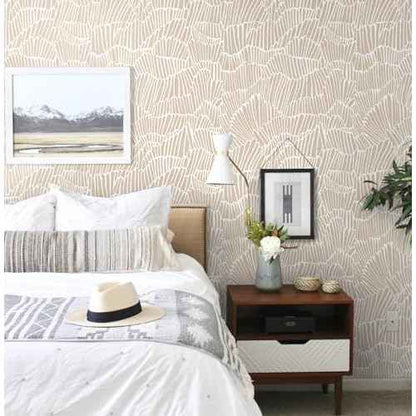 Guvana Beige Peel and Stick Wallpaper Boho Beige and White Contact Paper Modern Striped Self Adhesive Waterproof Wall Paper for Bathroom Bedroom Decor Removable Temporary Rv Wallpaper Roll17.3¡¿78.7"