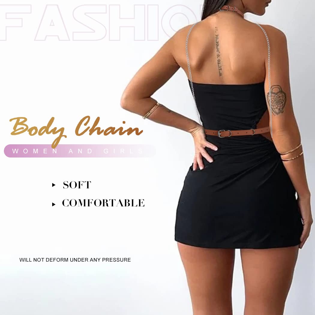 BODIY Fashion Harness Belt Plus Size Harness Waist Belts Punk Leather Body Harness for Women (Brown)