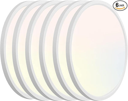 Hlite 6pack 9 Inch Flush Mount LED Ceiling Light Fixture,18W 1800LM Super Slim Light Fixtures Ceiling Mount 3000K/4000K/5000K 3CCT Selectable,Ceiling Light Fixtures for Kitchen,Bedroom (White)