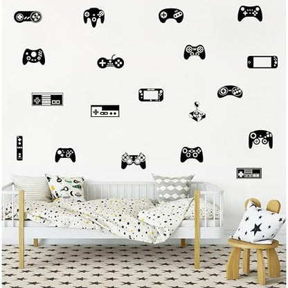 Game Controller Wall Decals for Kids Room - Game Art Stickers, Vinyl Decor for Boys Bedroom Gaming Room Y97 (Black)