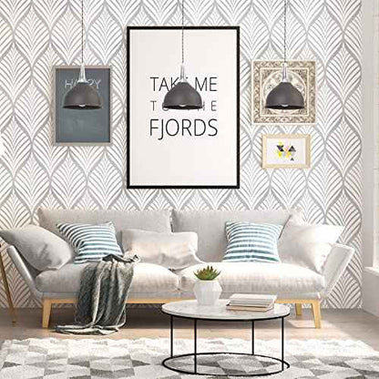 Silver & White Leaves Peel and Stick Wallpaper Texture Contact Paper Self Adhesive Leaf Stick on Removable Vinyl Roll for Home Decorative 17.7''x118''