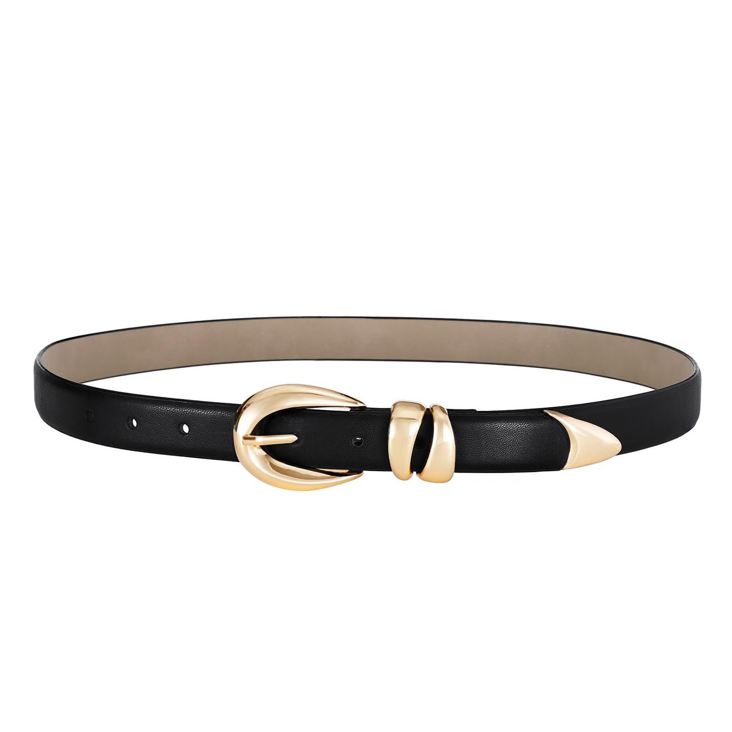 IDUNNVERVE Belts for Women with Gold Buckle – Adjustable Black leather Belt for Jeans, Dress, Pants