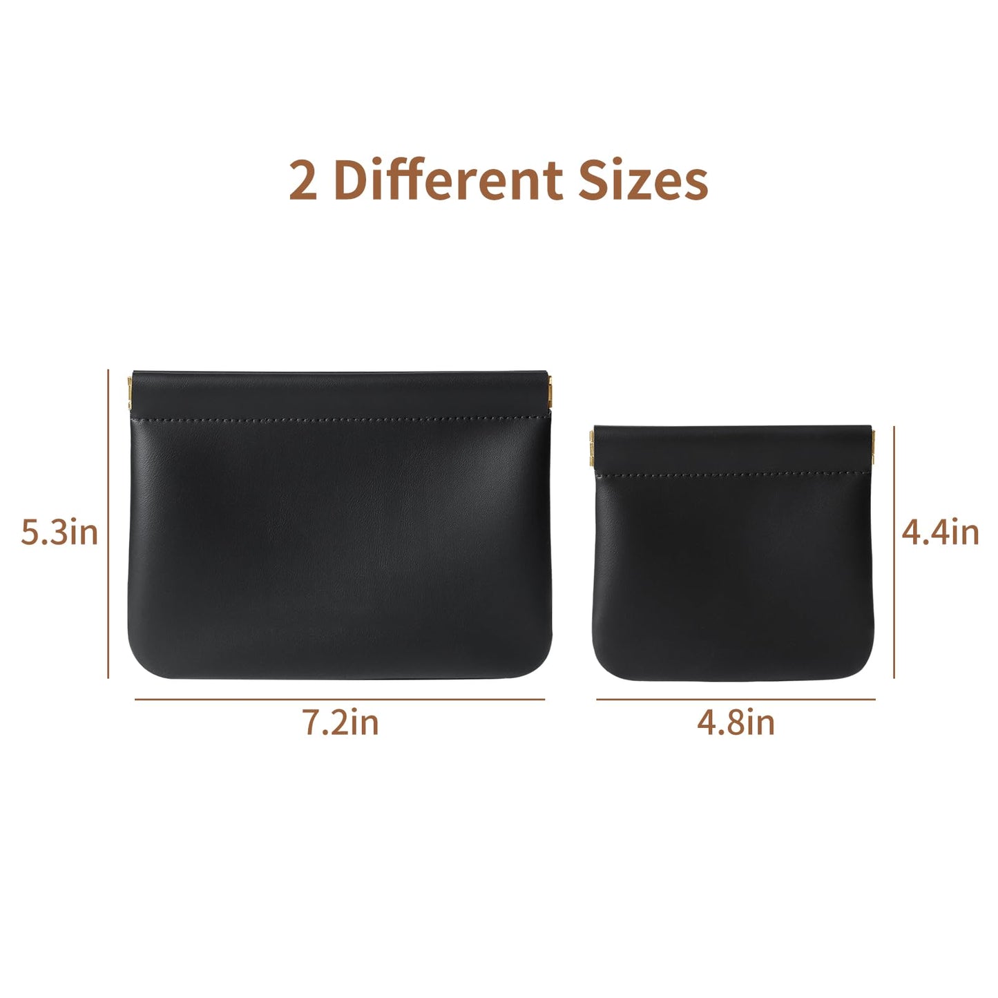 MEIBOOCH 2 Pack Small Makeup Bag for Women, New Organosilicon Super Fiber PU Leather Mini Cosmetic Bag for Travel, Coin Purse Organizer Storage Pouch (No Phrase Printed, Black)