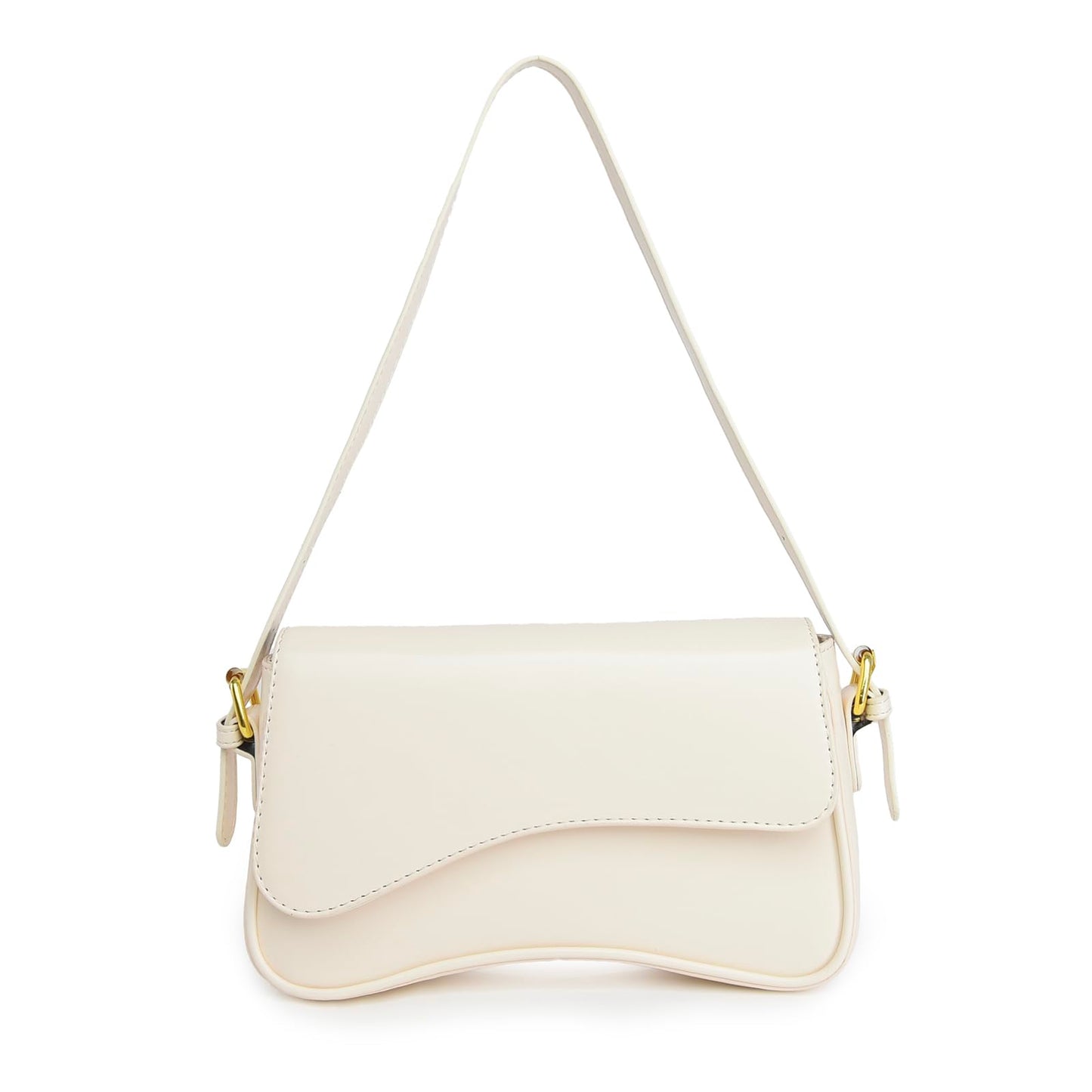 Shoulder Bag for women Clutch Purse Handbag PU Leather Tote Bag with 2 Removable Straps and Zipper Closure Crossbody Bags (A-White)