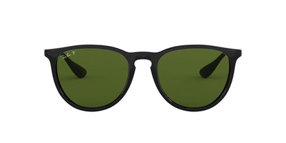 Ray-Ban Unisex RB4171 Erika Round Sunglasses, Black/Polarized Green, 54 mm