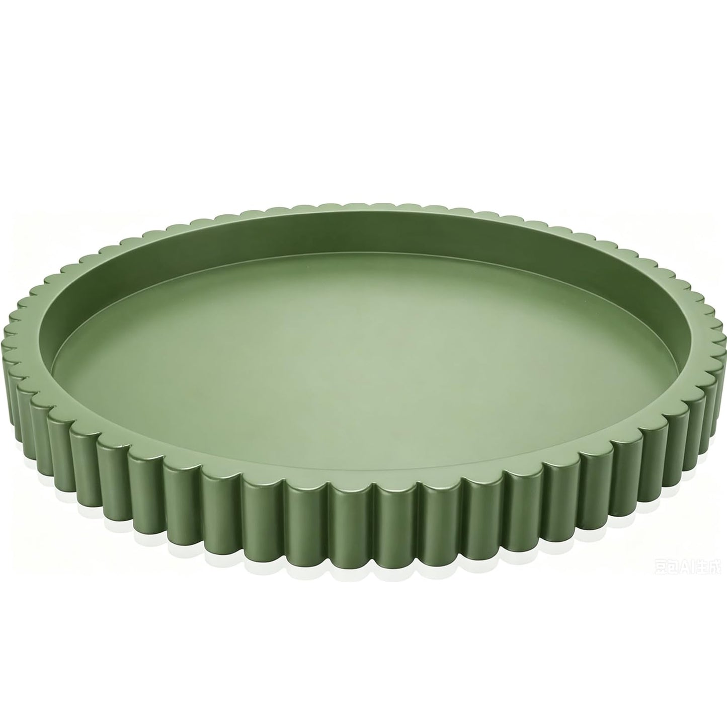 Handmade 12in Decorative Tray for Coffee Table Tray Decor, Green Wooden Decorative Round Tray for Kitchen, Living Room, Home Decor