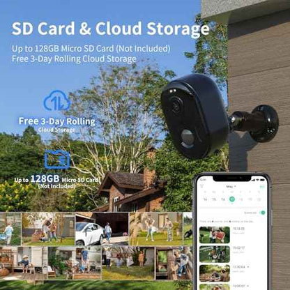 Security Cameras Wireless Outdoor, Battery Powered 2k WiFi Cameras for Home Security, Spotlight Color Night Vision, AI Motion Detection, Siren, Weatherproof, 2-Way Talk, Playback, SD/Cloud Storage
