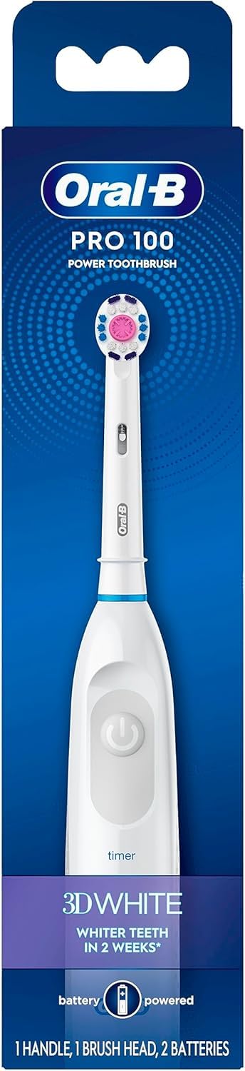 Oral-B Pro 100 CrossAction, Battery Powered Toothbrush, Black, 1 Count (Pack of 1)