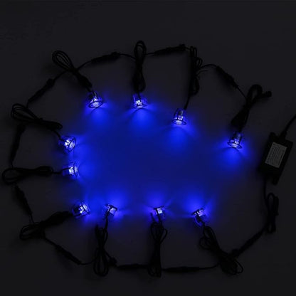 Low Voltage LED Deck Light Kit Stainless Steel Waterproof Recessed Wood Decking Stairs Garden Yard Patio Decor Lamp Outdoor Black Border LED Lighting (Blue, 20pcs)
