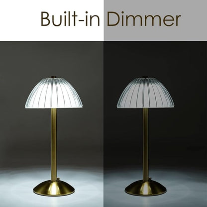 Cordless Table Lamps for Home,Table,Dining Room, Gold Rechargeable Lamps, USB Charge 12'' Tall LED Brass Portable Outdoor Indoor Table Lamp with Built-in Dimmer (Gold)