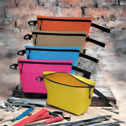 Canvas Zipper Tools Bags, Utility Pouches, Storage Organizer. Smoothly YKK Zipper Water-repelling with Clip & Strap, 12.5 X 7 X 4 inches Large Bottom
