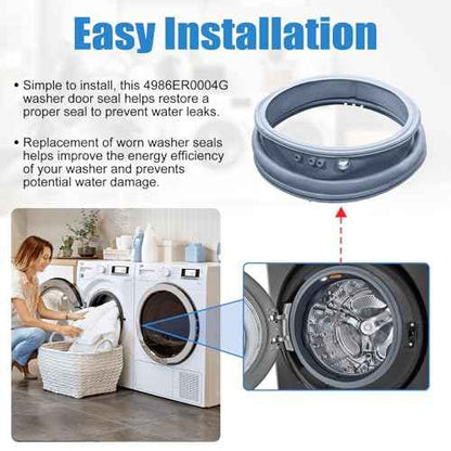 UPGRADED 4986ER0004G Washer Door Gasket With Drain Port Compatible with LG Front Load Washer Door Seal WM2501HWA, WM2501HVA, WM2487HRM, WM2688HWMA Door Gasket Washer Door Boot Rubber Seal Replacement