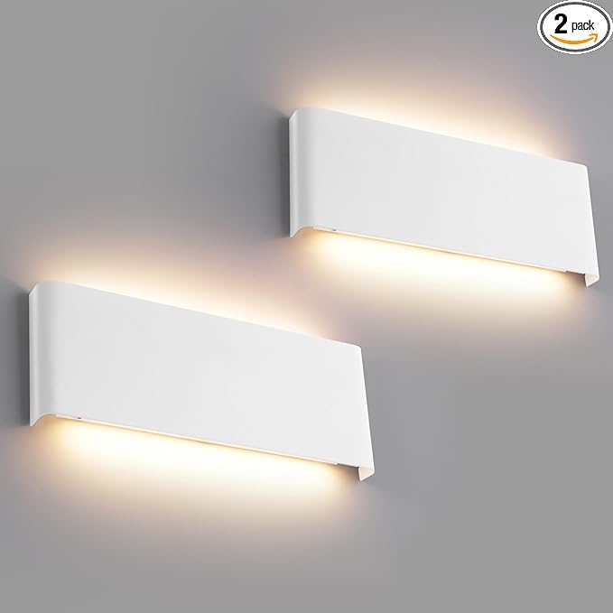 11" Modern LED vanity light,15W Dimmable 5 CCT (3000K-6500K) Adjustable Wall Lamp,Up and Down Wall Lighting,Indoor Wall Sconce for Bedroom,Staircase,Hallway,Dressing Table,2 Pack（White）