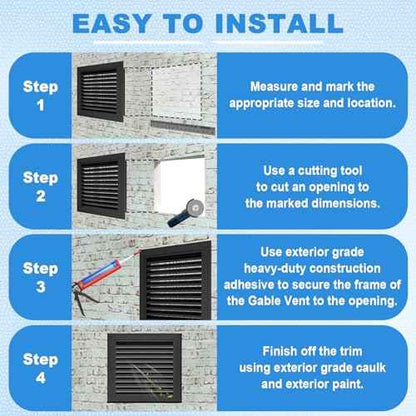 18" x 18" Aluminum Gable Vent with Screen - Stylish Louvered Vents for Effective Attic and Shed Ventilation - Essential Home Improvement, Vent Opening: 16" x 16"