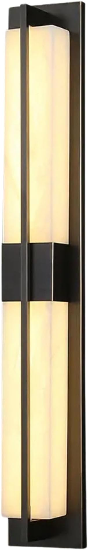 LED Outdoor Wall Lights Fixture Lamps. Modern Elegant Acrylic lampshade with Marble Texture, Aluminum Body. Exterior Black Sconce Wall Lantern IP65 Waterproof Anti Rust. (Modern LED Black 40''H, 24W)