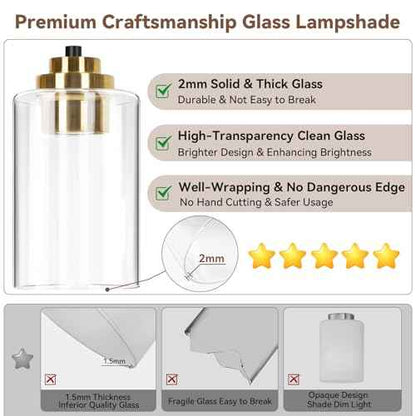 4-Light Bathroom Light Fixtures, 27" Modern Vanity Lights Over Mirror with Clear Glass Shades, Black & Gold Wall Sconce, Classic Wall Light Fixture for Mirror Living Room Cabinet Bedroom Porch Kitchen