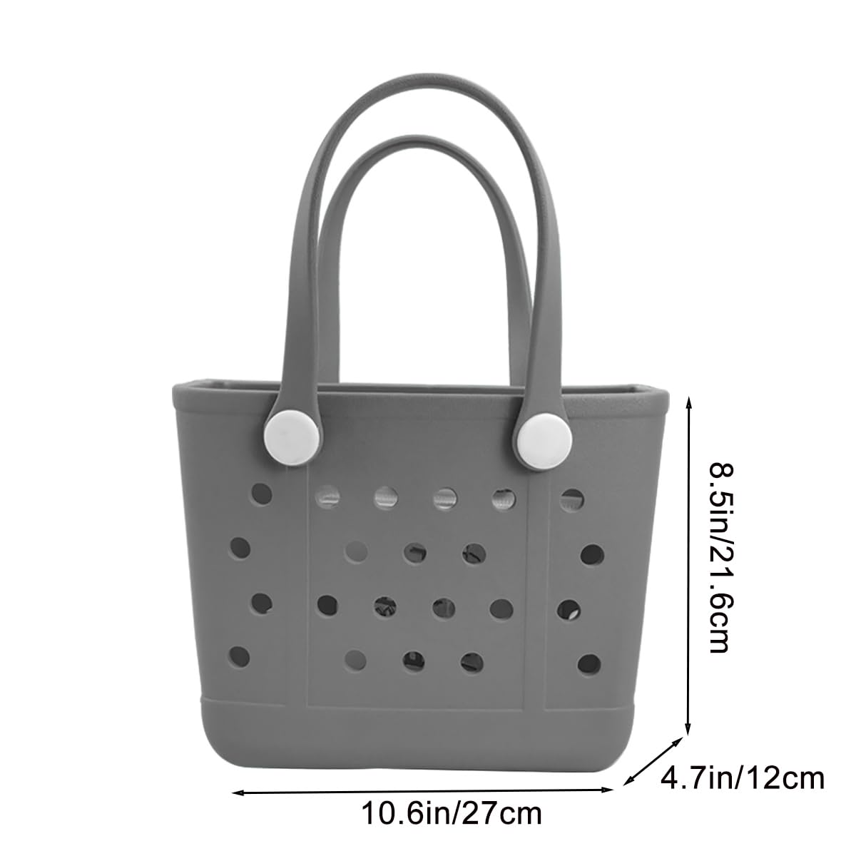 UeKeKicg Small Beach Tote Bag, Rubber Beach Bag, Waterproof Washable Durable Open Travel Totes for the Beach Pool Sports (Grey)