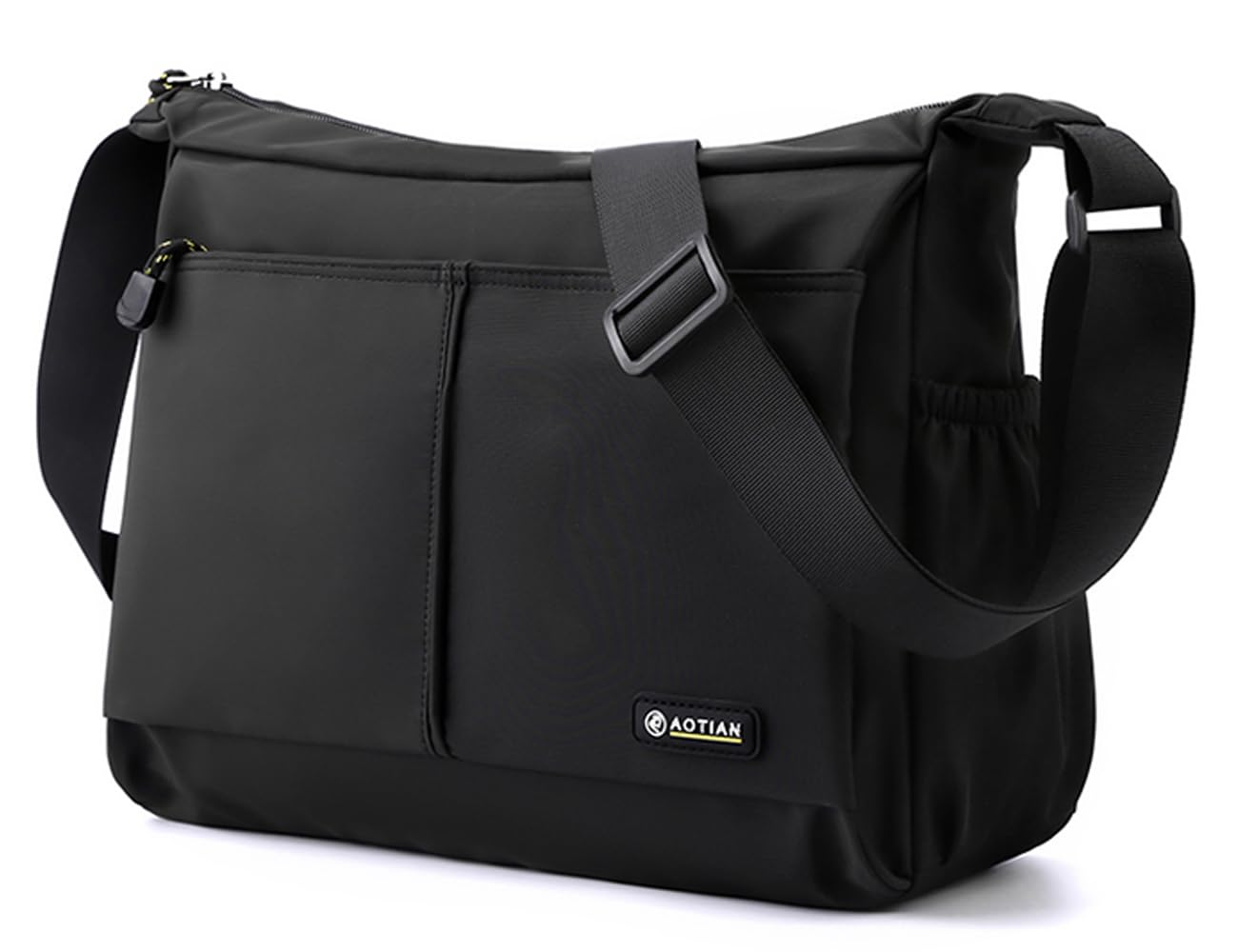 natyrlpog Men's Shoulder Bag Messenger Bag Nylon Waterproof Lightweight Casual Black Crossbody Bag for Work Travel Outdoor
