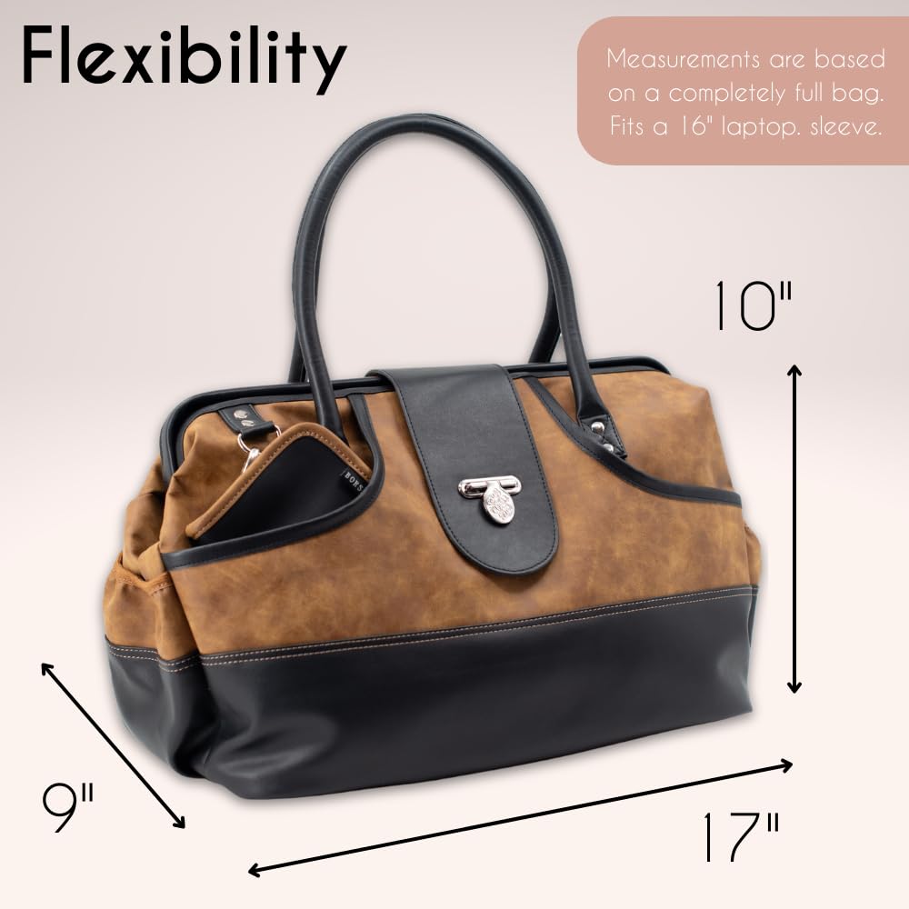 Borsali Weekender Bag for Women - Travel Carry On Duffel -Vegan Leather with Travel Wallet, Packing Cubes & Shoe Covers (Brown)