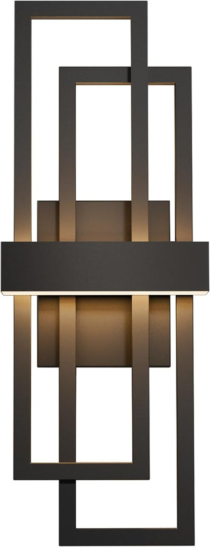 LamQee 25.6 Inch Modern Outdoor Wall Lights, Integrated LED 1200LM Large Exterior Lighting Fixture Dual Rectangle Outdoor Sconce, Black Metal Wall Mount Porch Light Outside Lamp for House Garage Patio
