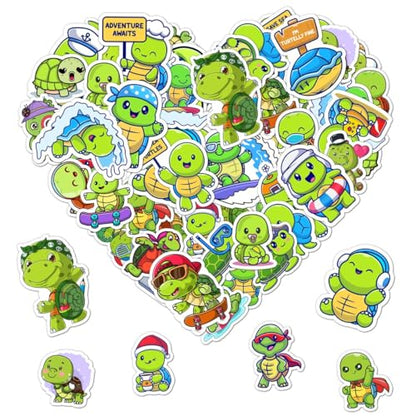 50 Pack Pcs Sea Turtle Stickers for Water Bottles Waterproof Vinyl Laptop Luggage Scrapbooking Computer Phone Case Cute Animal Sticker Packs Adults Teens Aesthetic Small Decals