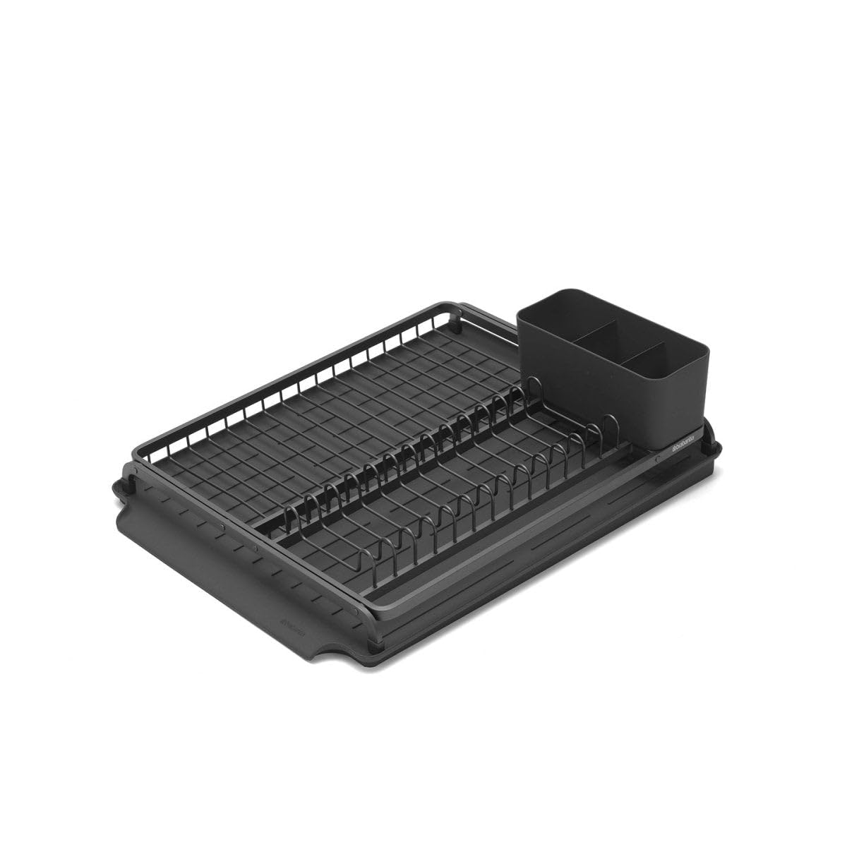 Brabantia Dish Drying Rack with Draining Tray, Large, Dark Grey