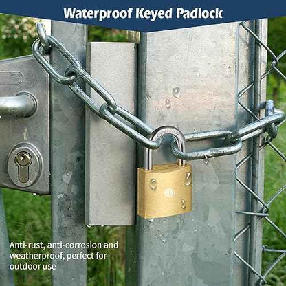 HOX 6-Pack Keyed Padlock, Waterproof and Rustproof, Solid Brass Lock with 1-1/4" Wide Body, Padlock with Keys for Storage Unit, Sheds, Garages and Fence