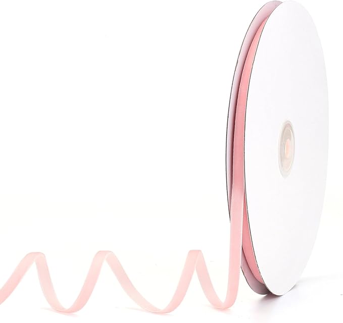 Light Pink Velvet Ribbon 1/4" x 20Yd,Great for Gift Wrapping,Hair Bows Making, Wreaths,Wedding and Christmas Party Decoration(Light Pink 1/4")