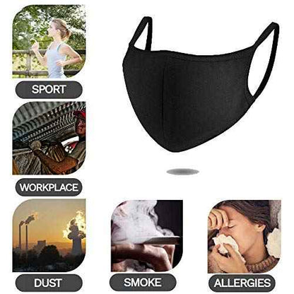 CMTK Unisex Anti Dust Face Mouth Mask Black Cloth Cotton Face Mask Washable Reusable - Protection from Dust Pollen Pet Dander