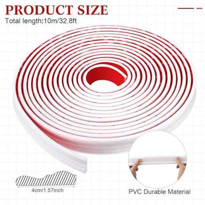 32.8ft Peel and Stick Molding Chair Rail Panel Flexible Wall Molding Trim Self Adhesive Panel Moulding for DIY Home Wall Protection Cabinet Border Mirror Frame(1.6 Inch X 32.8 ft,White)