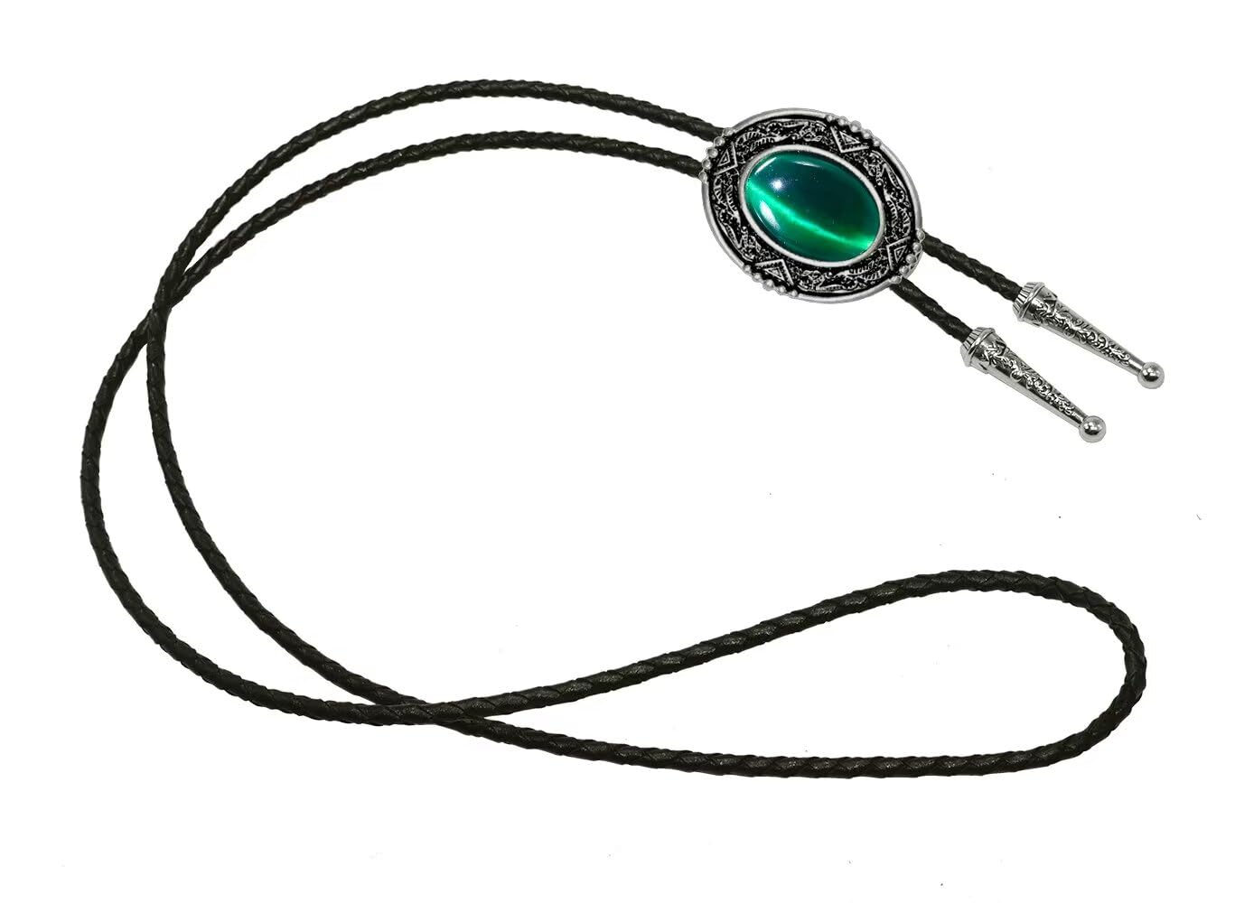 GURANSE Bolo tie With Natural Stone Flower Stripe Round Cowboy Western Style Necktie More Color