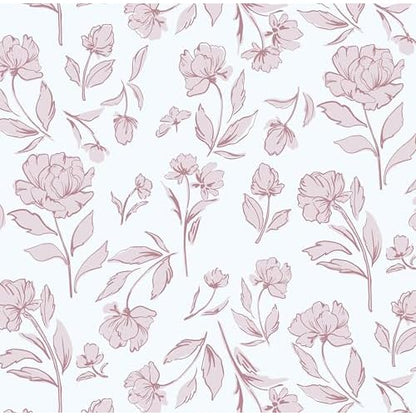 Timeet White and Pink Floral Wallpaper Peel and Stick Modern Removable Self-Adhesive Wall Paper for Bedroom Bathroom Vintage Contact Paper Vinyl Film 17In¡¿78.7In