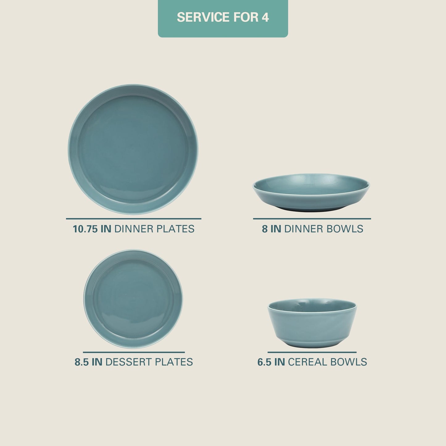 Gibson Home Summer Shades 16 Piece Plates and Bowls Dishes Service for 4 Porcelain Dinnerware Set - White