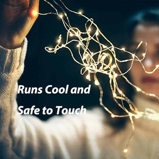 Warm White 100Ft Plug in Fairy Lights Silver Wire 300 LEDs, 8 Modes, Waterproof, Remote - Controlled for Bedroom, Garden, Party, Christmas, Wedding & Birthday Decor, Indoor & Outdoor Use