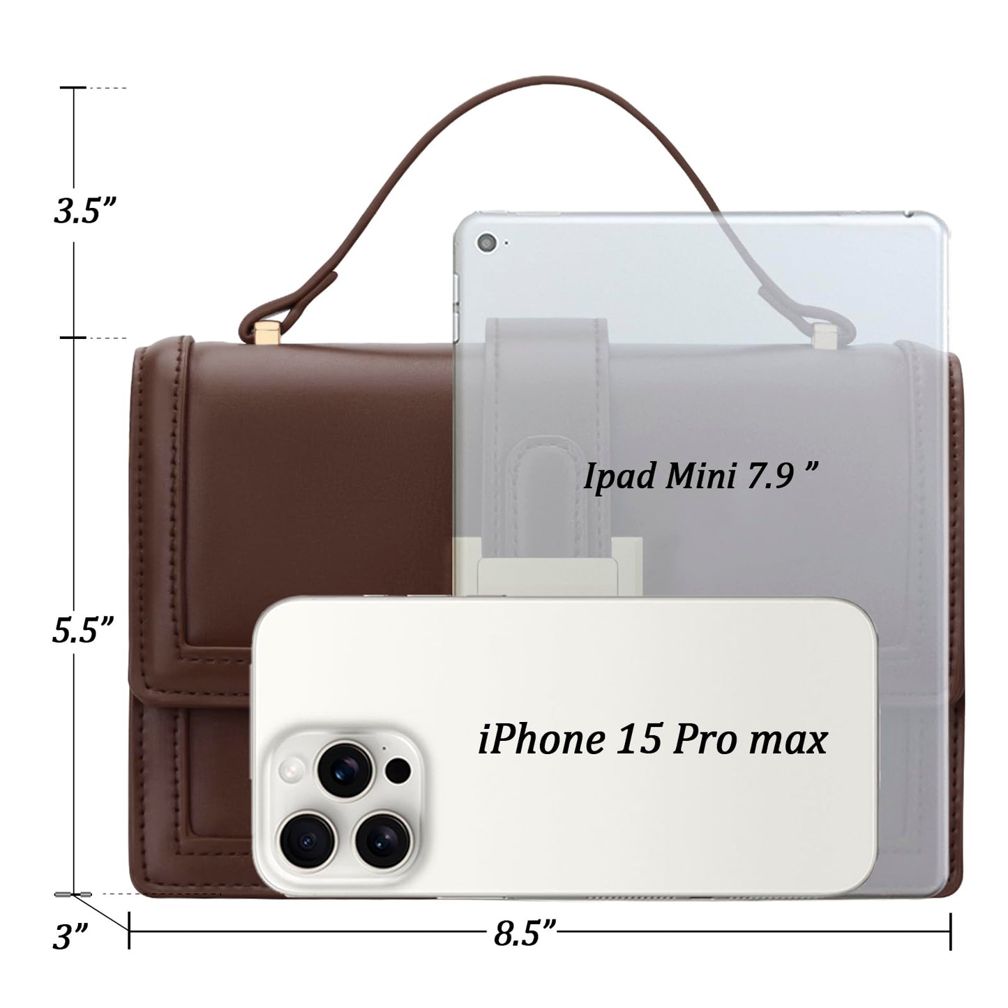 KKXIU Small Purses for Women - Top Handle Crossbody Bag for Women, Leather Lady Handbags Shoulder Clutch with Adjustable Shoulder Strap, Coffee