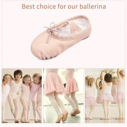 Stelle Ballet Shoes for Girls Toddler Ballet Slippers Soft Leather Boys Dance Shoes for Toddler/Little Kid/Big Kid(Ballet Pink (with Lace), 7MT)