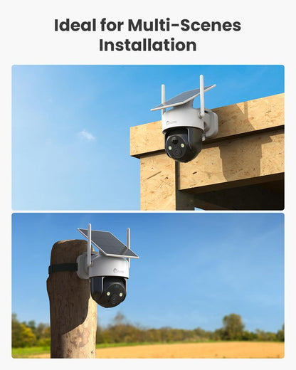 CAMSTRO 4G LTE Cellular Solar Security Camera Wireless Outdoor, 2K Camera No WiFi Needed with SIM Card, 360° Full View, PIR Motion Detection & Siren, 2 Way Talk, Color Night Vision, IP66